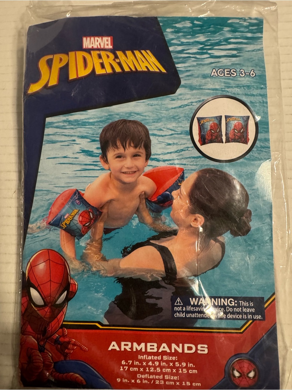Marvel Spider-Man Kids Inflatable Armbands - Red & Blue